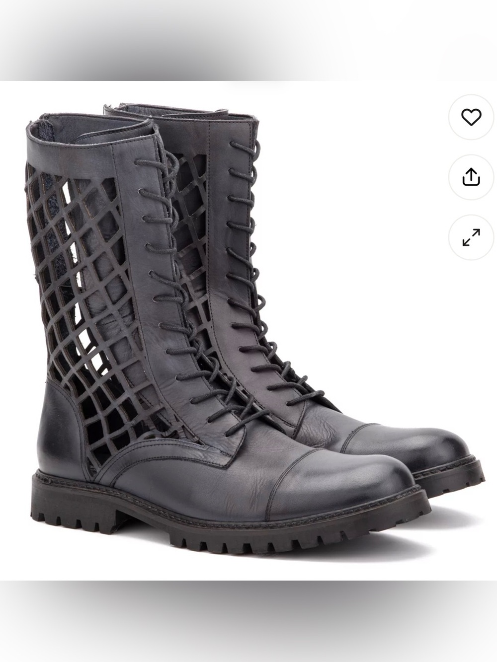 NWOB Vintage Foundry Co Windsor Leather Cut Out Cage Combat Boots Brown Sz 8